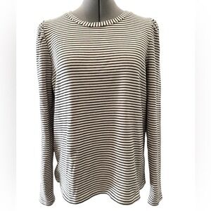 Modern Works Striped Cotton Crew Neck Long Sleeve Cotton Striped Top Size Large